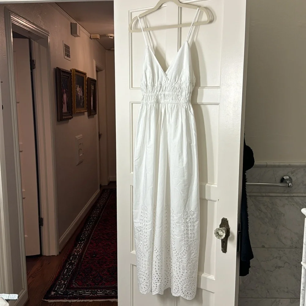 J.Crew smocked eyelet-hem dress in cotton poplin BR450
